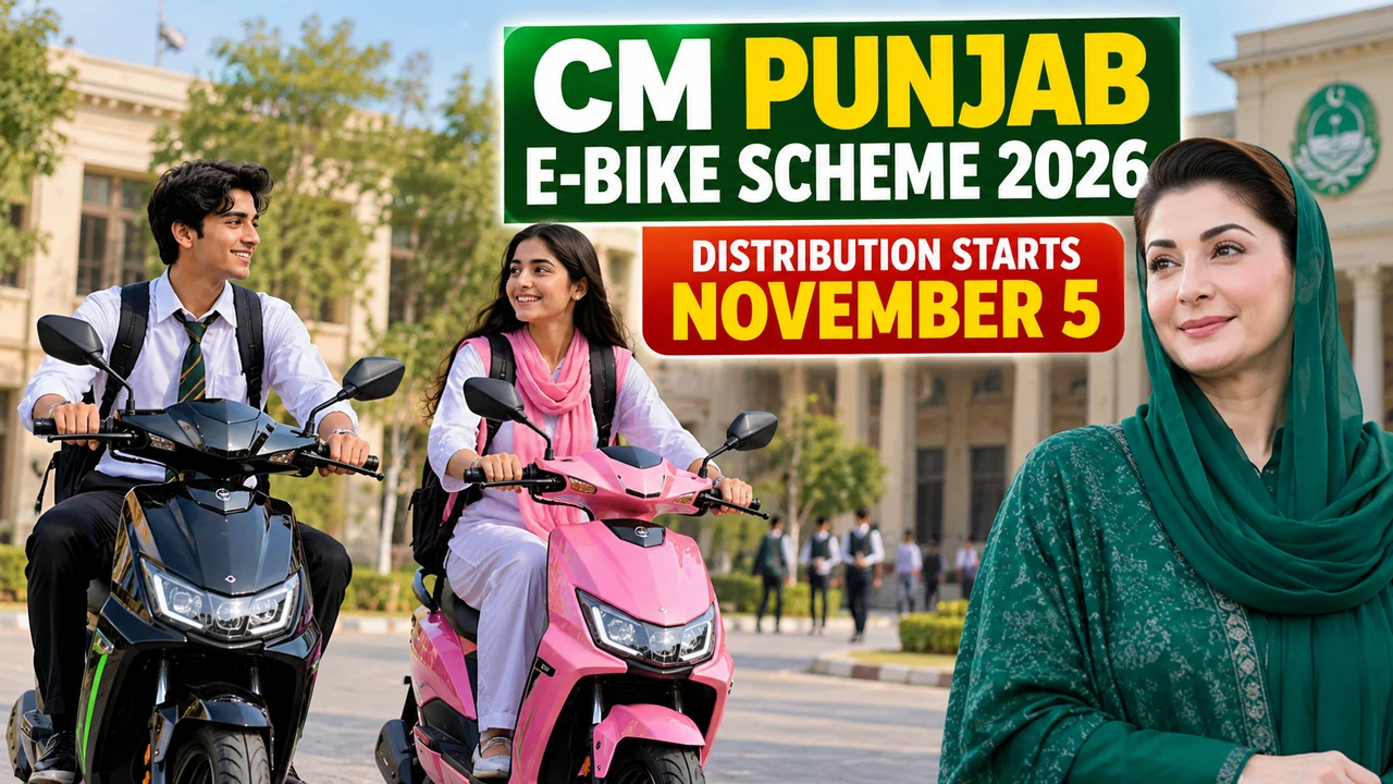 CM Punjab E-Bike Scheme 2026 pink and black electric bikes for students