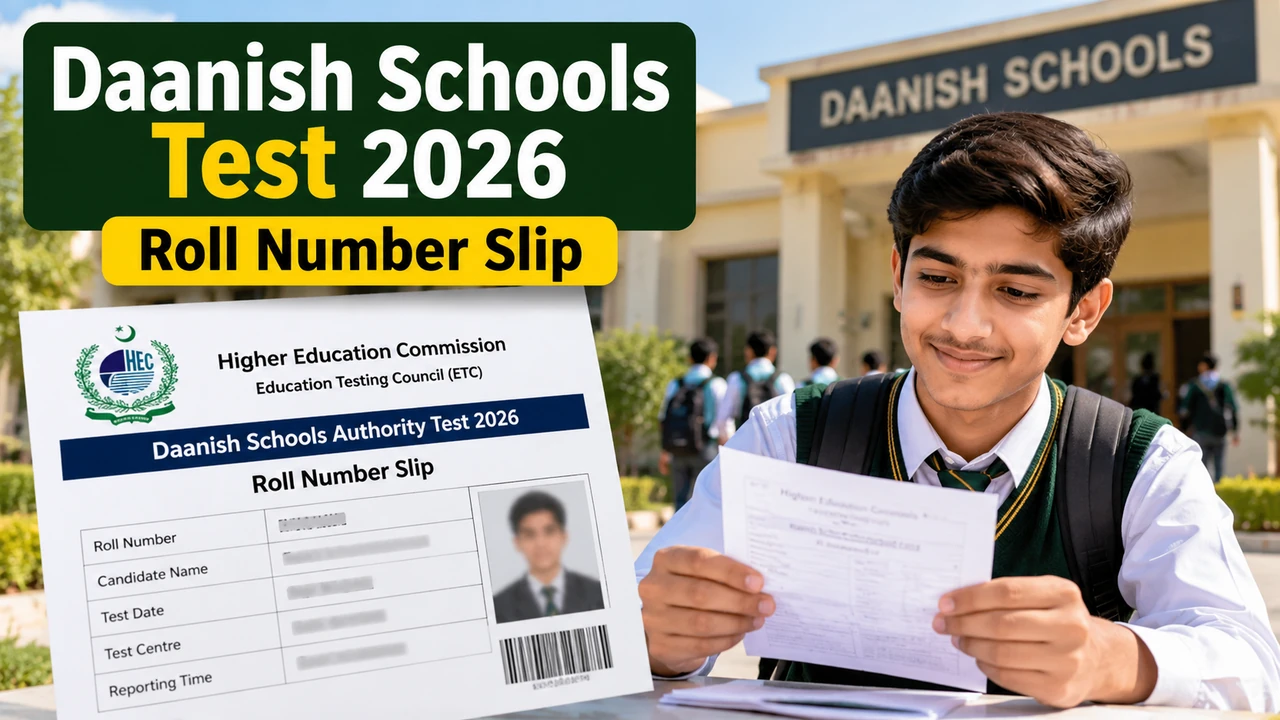 Daanish Schools Test Roll Number Slip 2026